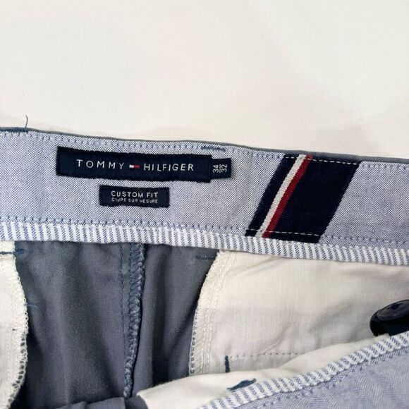 Tommy Hilfiger Pants Mens 34/32 Gray Solid Mid-Rise Straight-Leg Cotton Custom F - Picture 5 of 9